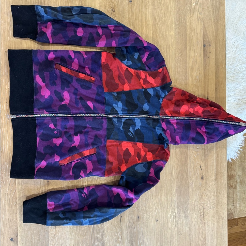 Bape Multicolor Camo Zip Up Sweater